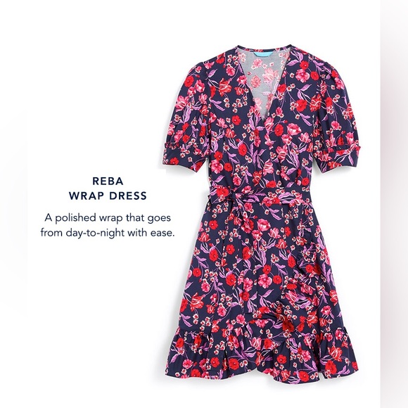 NWT Draper James Reba Wrap Dress In Fall Poppy Blooms - Picture 2 of 7